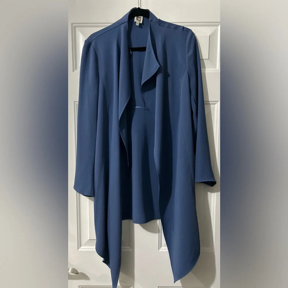 ANNE KLEIN BLUE OPEN FRONT LONG CAREER JACKET SIZE L - Picture 5 of 6